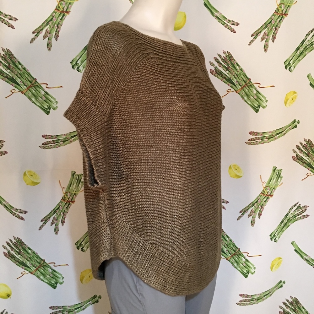 Vince Brown Short Sleeve Oversized Sweater Size S - Picture 4 of 8